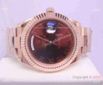 Replica Rolex Day-Date II Rose Gold Brown Dial Watch 